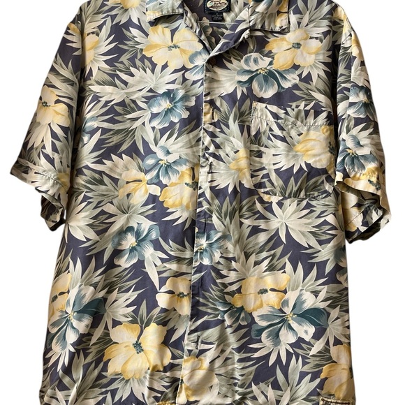 Tommy Bahama Blue and Yellow Tropical Casual Shirt - Picture 3 of 4